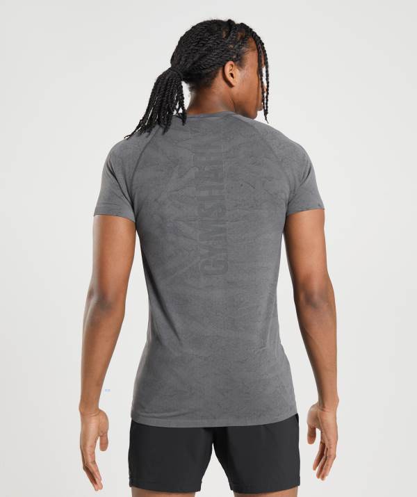 Panske Tricka Gymshark Geo Seamless Siva Čierne Siva | ZY5627980